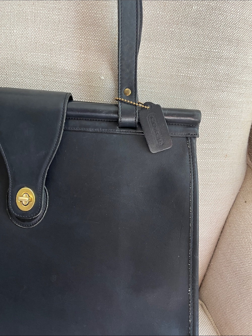 COACH Vintage Barclay Briefcase Shoulder Bag Black Leather 9096 - Picture 3 of 16